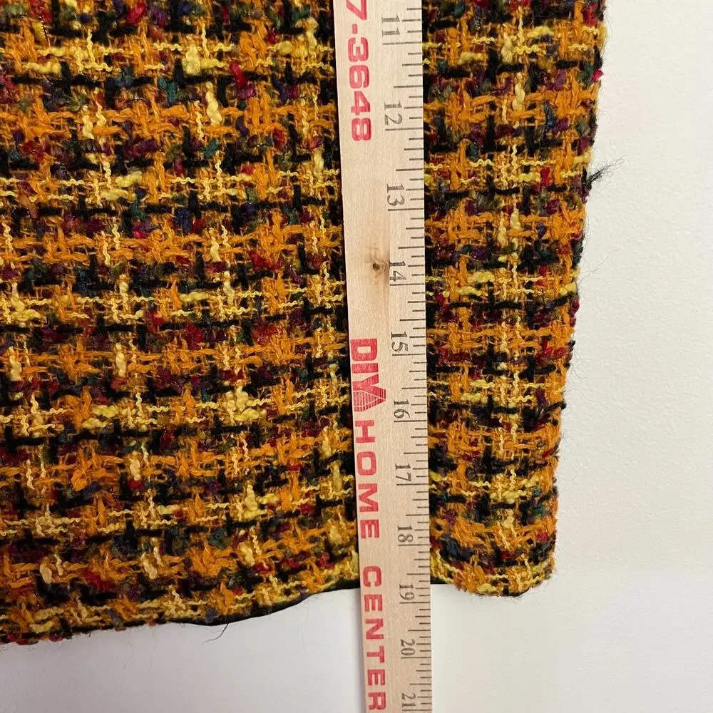 Vintage 90s Tweed Plaid Skirt Womens Small Bouclé Twee Parisian Preppy Old Money